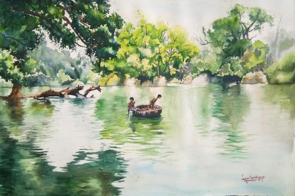 Rippling Through Kaveri Painting by Lasya Upadhyaya | ArtZolo.com