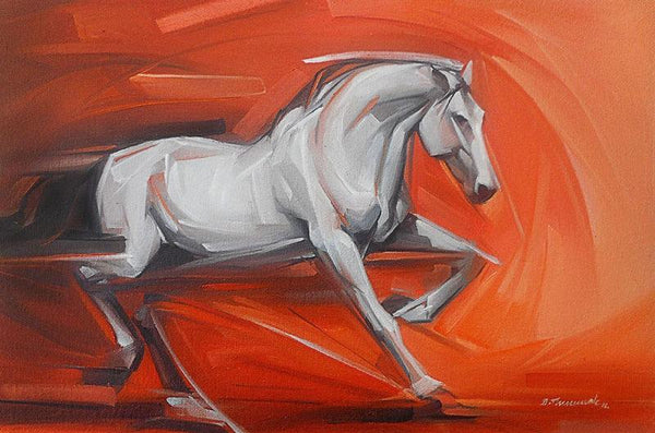 Rising Horse Painting by D Tiroumale | ArtZolo.com