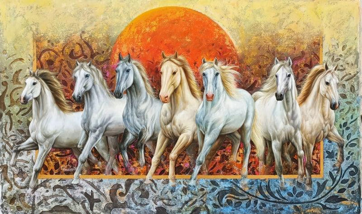 Rising Horses Painting by Pradeep Kumar | ArtZolo.com