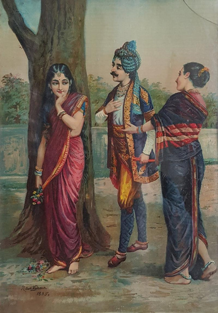 Ritudhwaj Meets Madalasa Painting by Raja Ravi Varma | ArtZolo.com