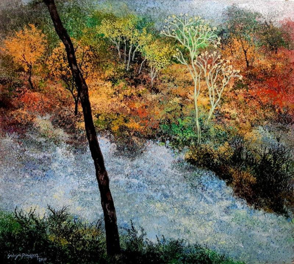 River Side View Painting by Surya Prakash | ArtZolo.com