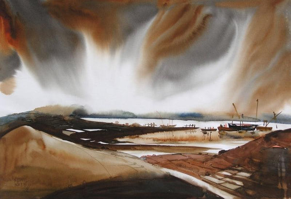 Riverscape 64 Painting by Sunil Kale | ArtZolo.com