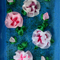 Nature mixed media titled 'Roses', 6x8 inches, by artist Mohna Paranjape on Cloth