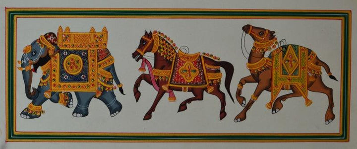 Royal Animals Decked With Gold Ornaments Traditional Art by Unknown | ArtZolo.com