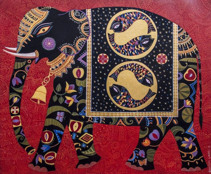Royal Elephant 5 Painting by Bhaskar Lahiri | ArtZolo.com