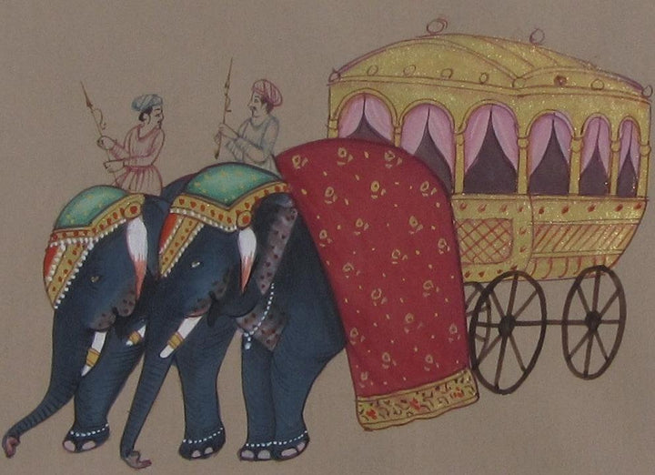 Royal Elephant Cart Traditional Art by Unknown | ArtZolo.com