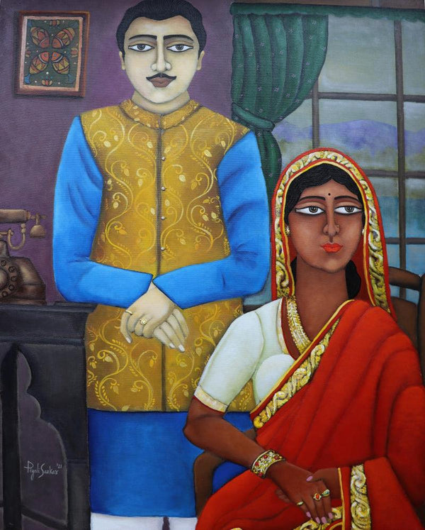 Royal Indian Couple Painting by Piyali Sarkar | ArtZolo.com