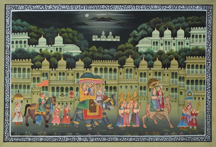 Royal Procession With Camel Horse And El Traditional Art by Unknown | ArtZolo.com