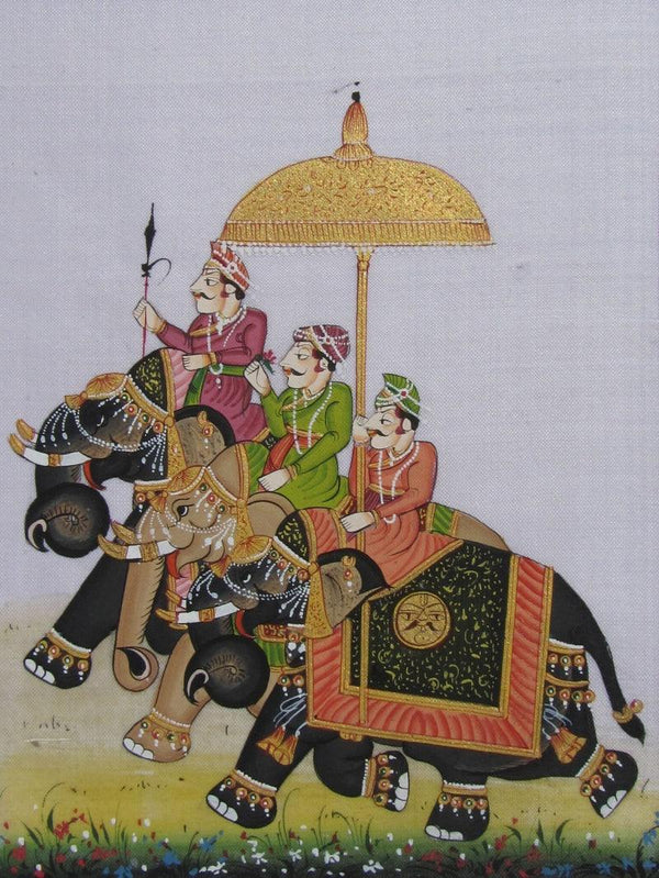Royal Procession With Elephant Traditional Art by Unknown | ArtZolo.com
