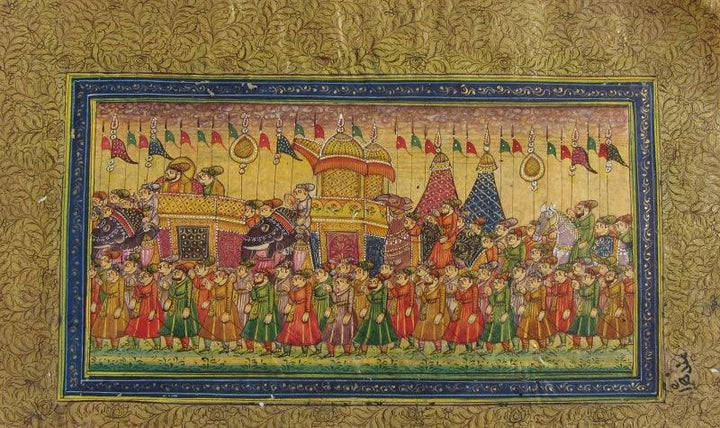Royal Troop Mughal Painting Traditional Art by Unknown | ArtZolo.com