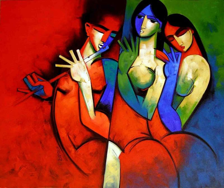 Rthym In Red Painting by Arvind Kolapkar | ArtZolo.com