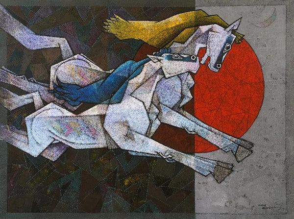 Running Horses Painting by Dinkar Jadhav | ArtZolo.com