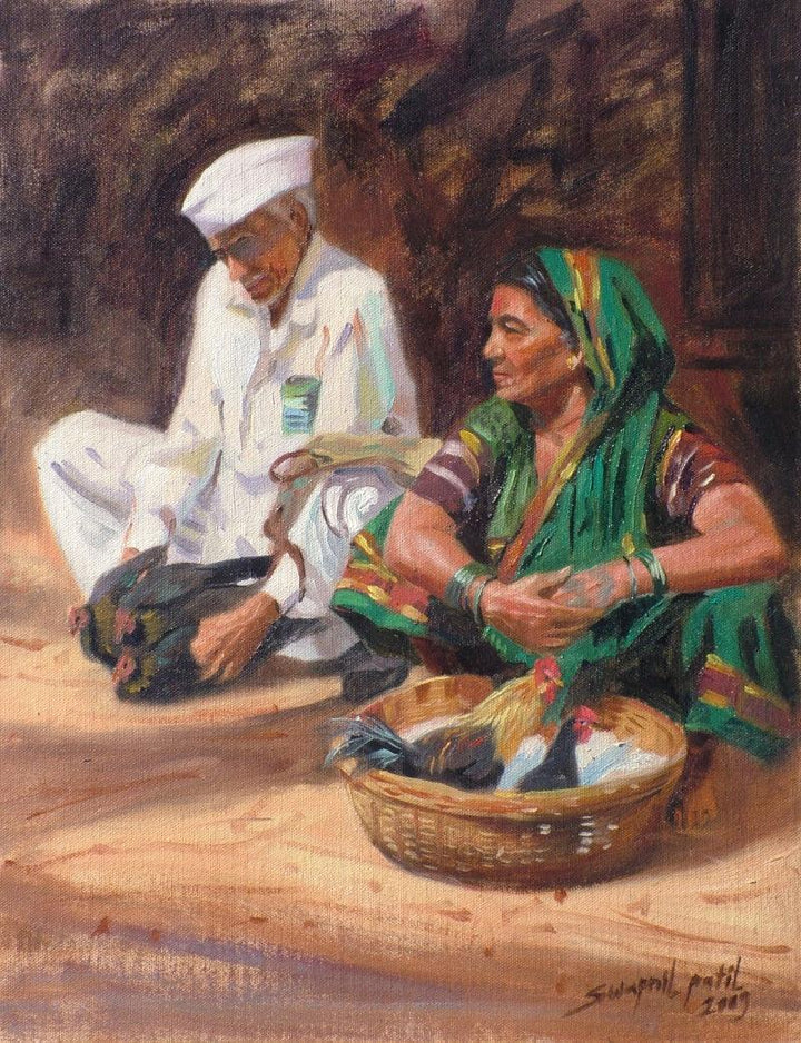 Rural Market Painting by Swapnil Patil | ArtZolo.com