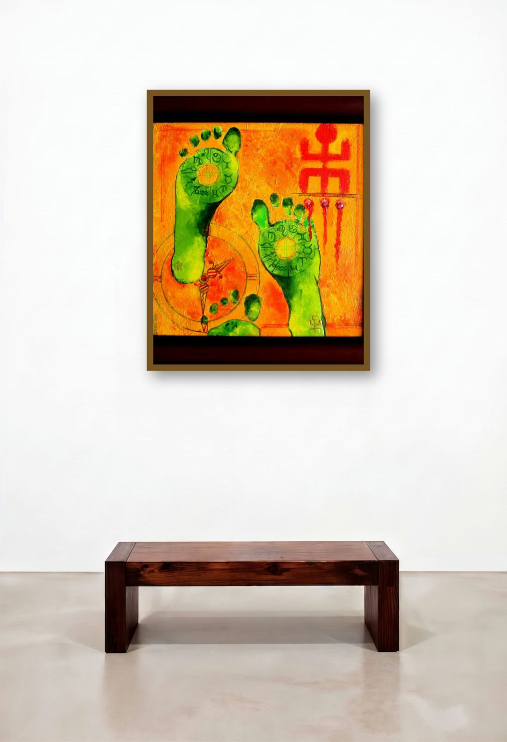 Subh Labh (Auspicious Footsteps) by artist Sharmi Dey displayed in a Scandinavian Home Office