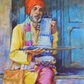 Religious acrylic painting titled 'Sadhu 2', 18x14 inches, by artist Sanjay Dorlikar on Canvas