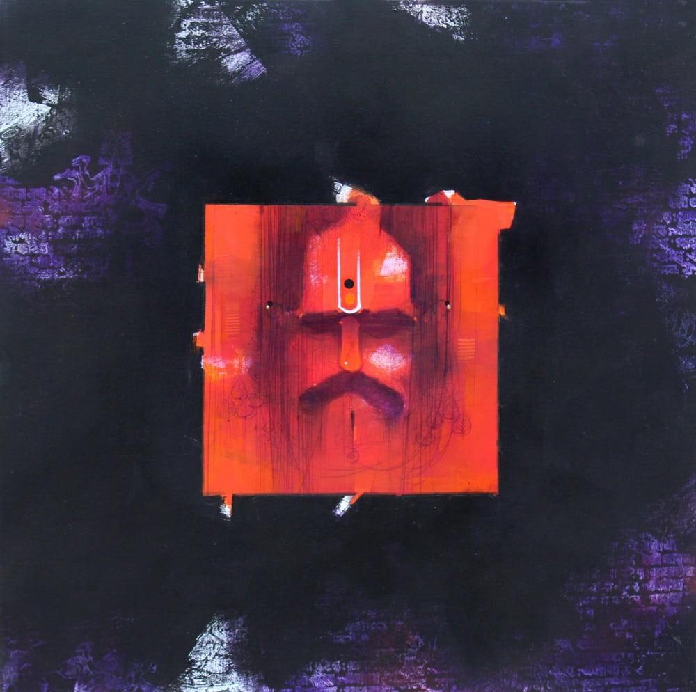 Religious acrylic painting titled 'Sadhu 3', 24x24 inches, by artist Amol Pawar on Canvas