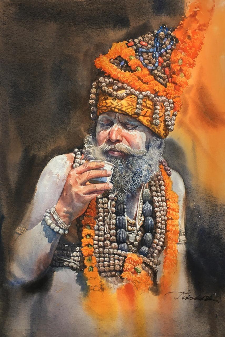 Sadhu Painting by Nishikant Palande | ArtZolo.com