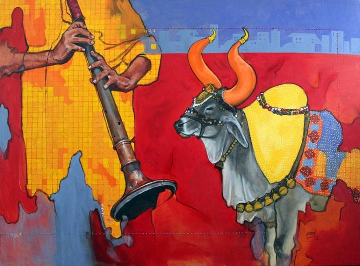 Samvad 2/7 Painting by Ramchandra Kharatmal | ArtZolo.com