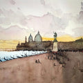 Cityscape watercolor painting titled 'Santa Maria Venice Italy', 8x11 inches, by artist Arunava Ray on Paper