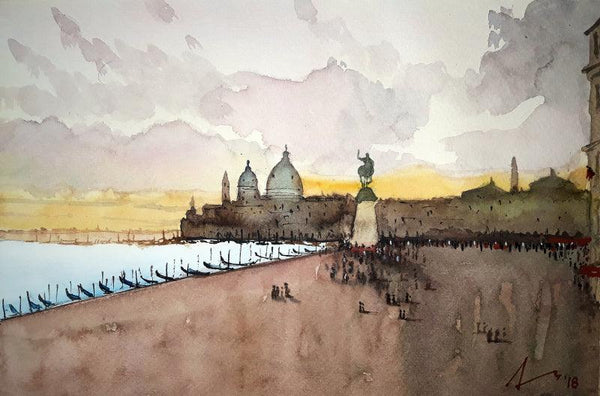 Santa Maria Venice Italy Painting by Arunava Ray | ArtZolo.com