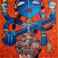 Religious mixed media painting titled 'Saraswathi', 40x30 inches, by artist G Subramanian on Canvas
