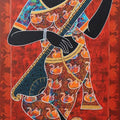 Religious acrylic painting titled 'Saraswati', 36x18 inches, by artist Pratiksha Channekar on Canvas
