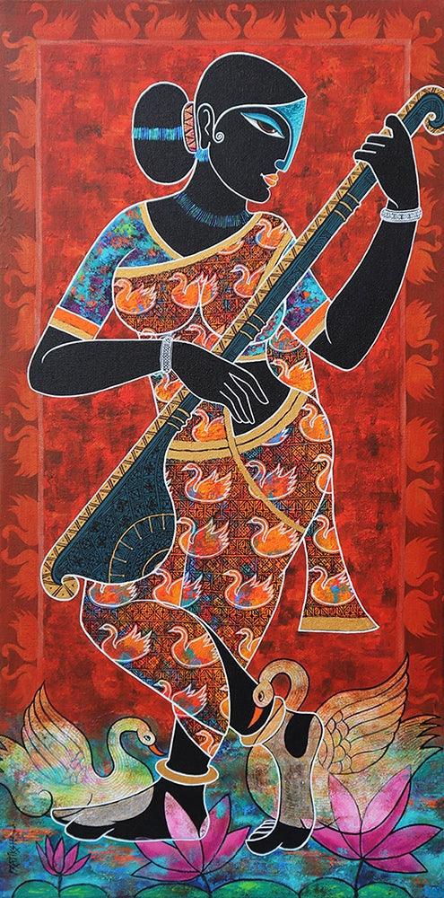 Saraswati Painting by Pratiksha Channekar | ArtZolo.com