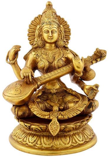 Saraswati Brass Idol Handicraft by Vs Craft | ArtZolo.com