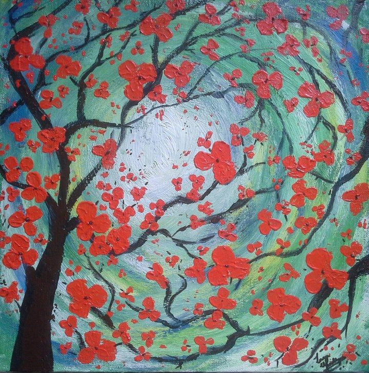 Scarlet Blooms Painting by Lasya Upadhyaya | ArtZolo.com