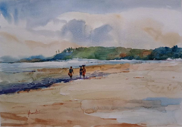 Sea Beach Painting by Prasanta Maiti | ArtZolo.com
