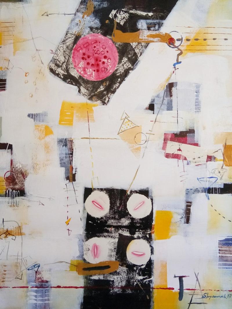 contemporary acrylic painting titled 'Searching Peace 2', 30x22 inches, by artist Shyamal Roy Chowdhury on Paper