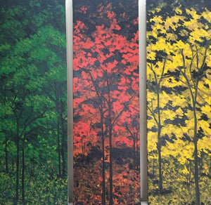 Seasons (The Cycle of Change) by Shilpi Singh Patel, Original Acrylic Nature Painting on Canvas, Large Horizontal Wall Art