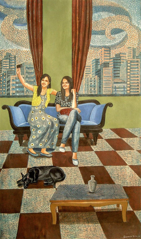 Selfie Time Printmaking by Subhamita Sarkar | ArtZolo.com