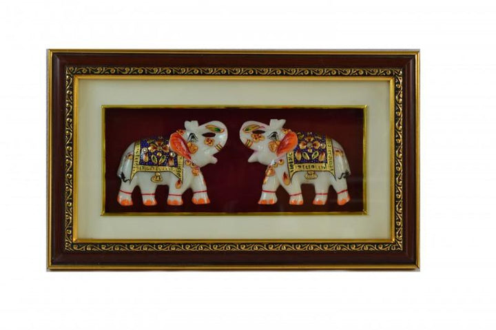 Set Of 2 Marble Elephant Wall Hanging Handicraft by E Craft | ArtZolo.com