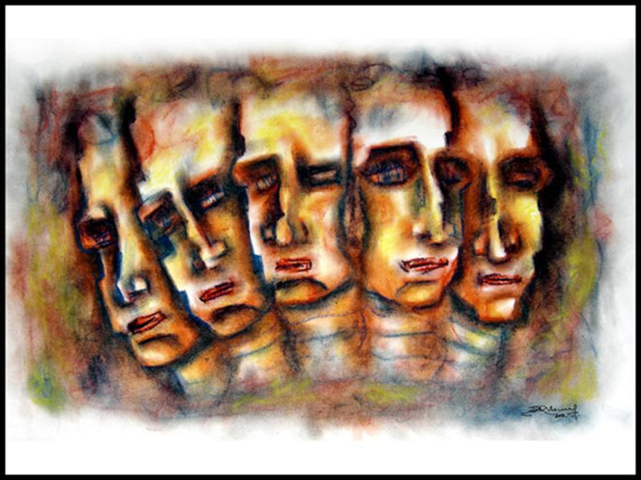 Several Face With Man Painting by Srv Artist | ArtZolo.com