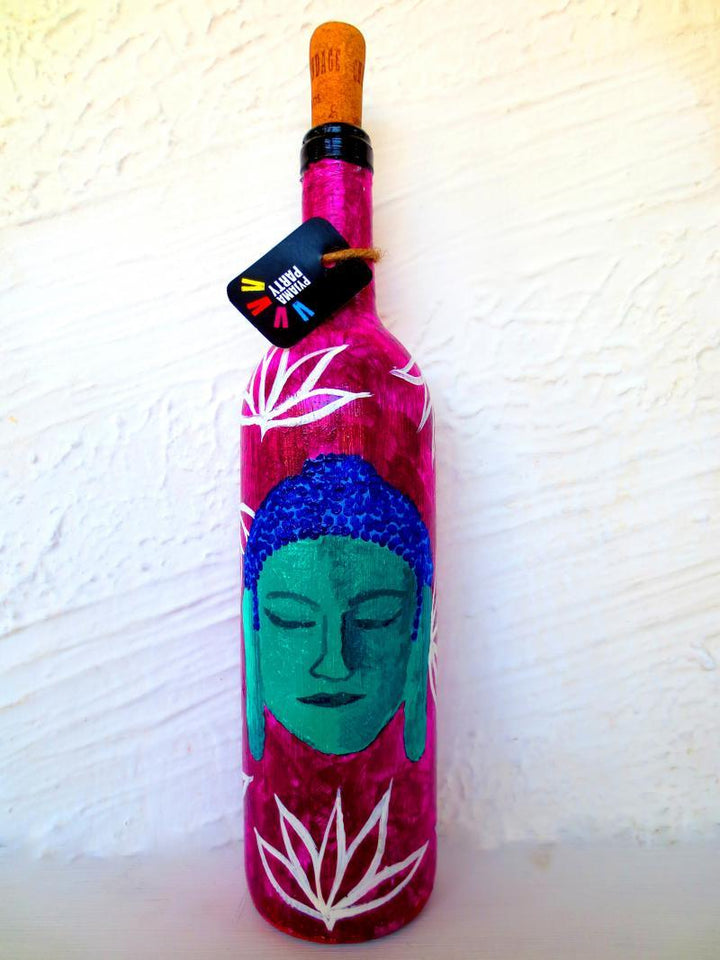 Shades Of Buddha Hand Painted Glass Bottles Handicraft by Rithika Kumar | ArtZolo.com