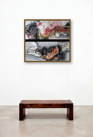 Shakti (Contrasting Currents) by artist Deepak Guddadakeri displayed in a Japandi Lounge