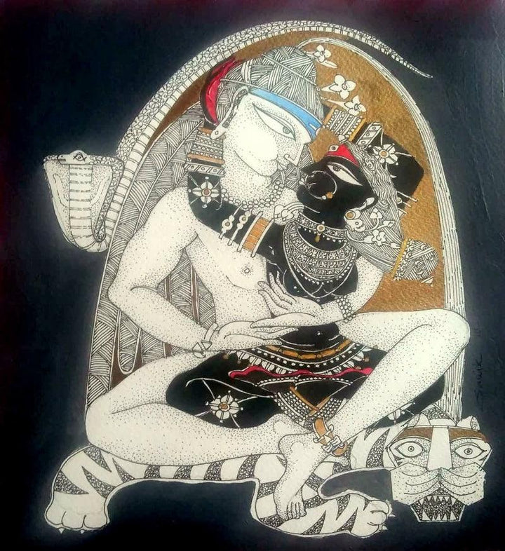 Shiv Durga Painting by Samik De | ArtZolo.com