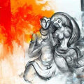 Figurative acrylic painting titled 'Shiv Parvati', 48x36 inches, by artist Narayan Shelke on Canvas