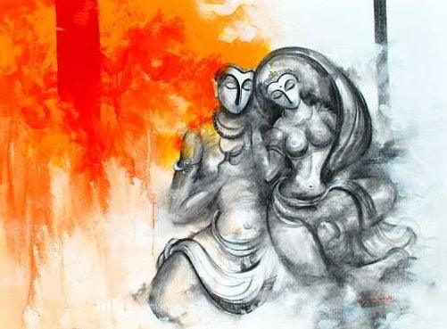 Shiv Parvati Painting by Narayan Shelke | ArtZolo.com