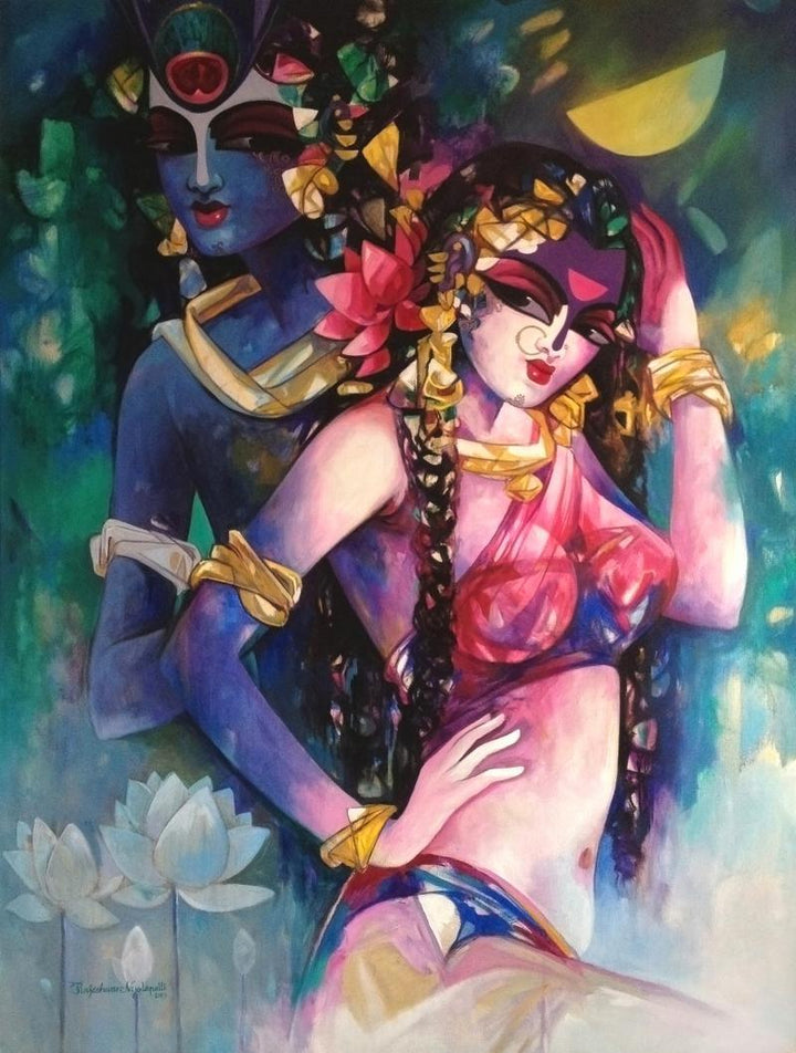 Shiv Parvati In Rhythm I Painting by Rajeshwar Nyalapalli | ArtZolo.com
