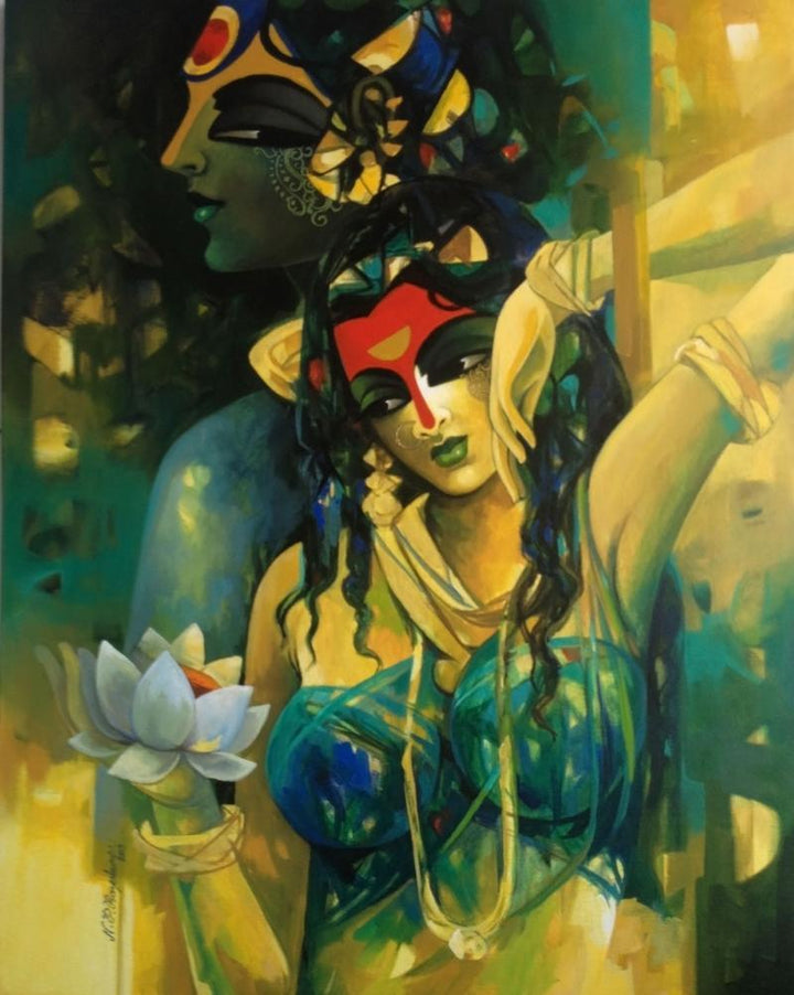 Shiv Parvati In Rhythm Iii Painting by Rajeshwar Nyalapalli | ArtZolo.com