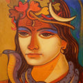 Religious acrylic painting titled 'Shiva 1', 12x12 inches, by artist Avinash Deshmukh on Canvas
