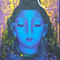 Religious acrylic painting titled 'Shiva 2', 18x14 inches, by artist Prakash Deshmukh on Canvas