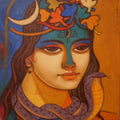 Religious acrylic painting titled 'Shiva 2', 12x12 inches, by artist Avinash Deshmukh on Canvas
