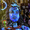 Religious mixed media titled 'Shiva', 30x22 inches, by artist Sangameshwar Allipuram on Mixedmedia
