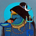 Religious acrylic painting titled 'Shiva', 12x12 inches, by artist Priyanka Chivte on Canvas