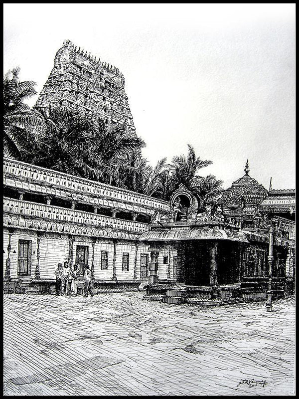 Shiva Temple View Painting by Srv Artist | ArtZolo.com