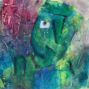 Religious acrylic painting titled 'Shree Ganesh', 16x16 inches, by artist Amit Pithadia on Canvas