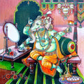 Religious mixed media painting titled 'Shree Ganesha', 22x22 inches, by artist Anand Sonar on Handmade Paper